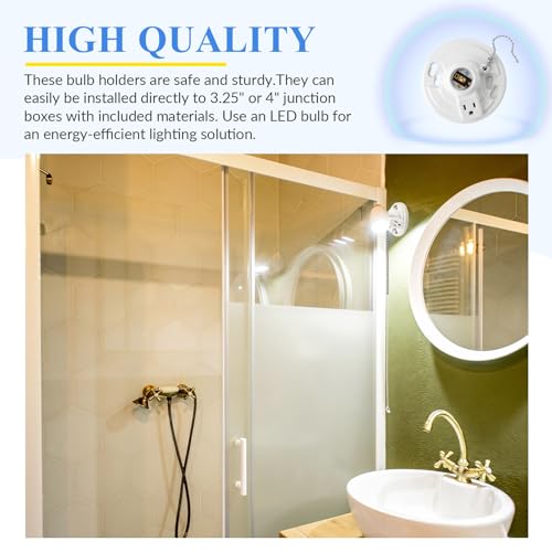 6 Pack Phenolic Resin Light Socket with Outlet and Pull Chain (Phenolic Resin)