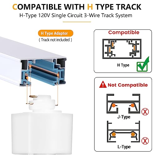 5 Color LED Track Lighting Heads H Type Track Light Heads Dimmable (White / 4 Pack)