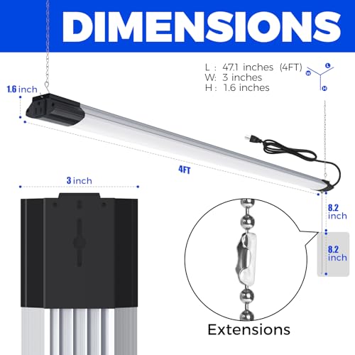 BS84 LED Shop Lights 4FT for Workshop (5000K / Black-84W-10 Packs)