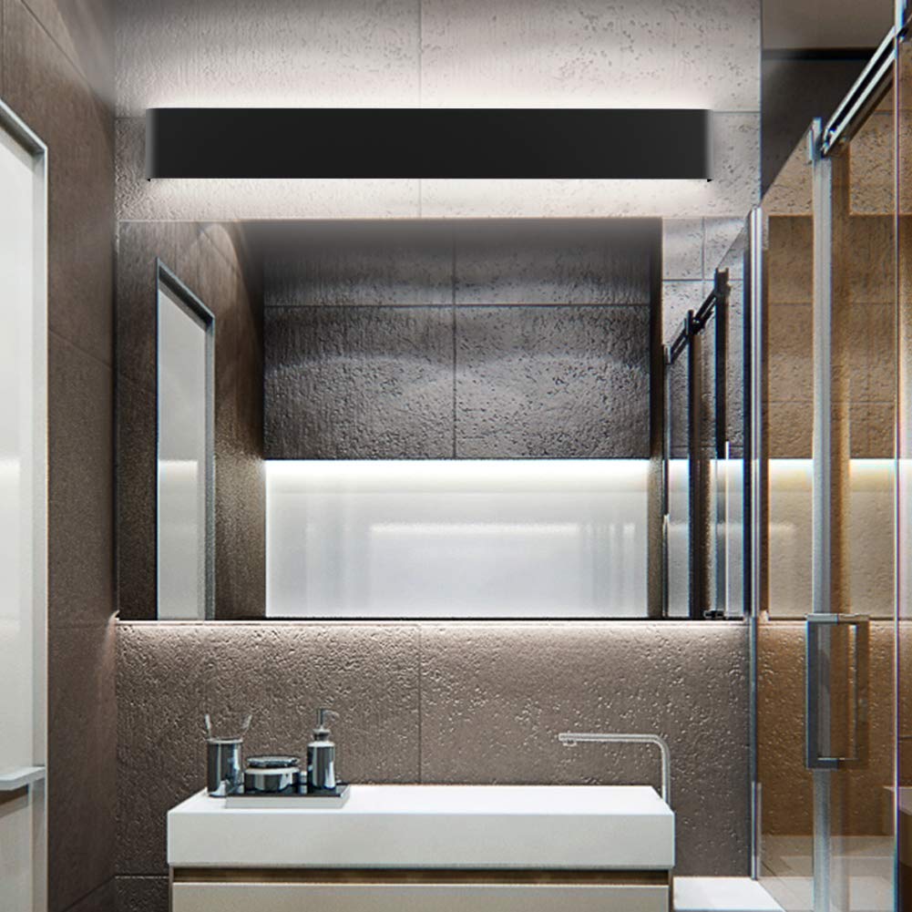 Modern Black Bathroom Vanity Light 32.6inch Vanity Light for Bathroom 30W Up and Down Indoor Wall Lighting Fixtures Natural White 4000K (Black-Natural White / 32.6 inch)