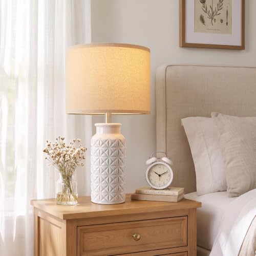22.6" Dimmable Table Lamps Set of 2 with Remote (Geige&White)