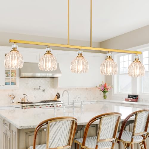 Gold Island Light for Kitchen (5-Light / Gold)