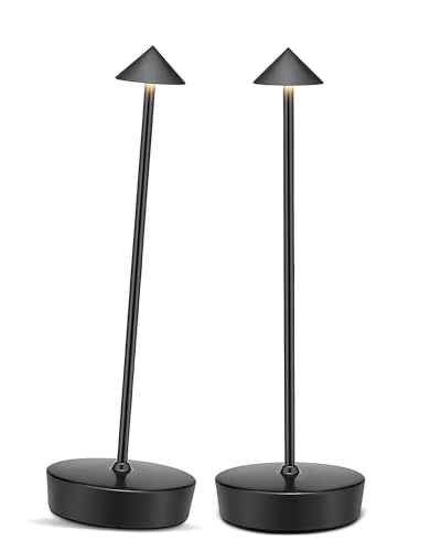 Cordless Led Table Desk Lamp 2 Pack (Black 2 Pack)