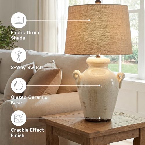 27 Inch Farmhouse Ceramic Table Lamp (Emelda)