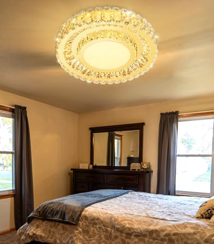 Modern Crystal Chandeliers for LED Dimmable Pendant Lighting Flush Mount Light Living Room