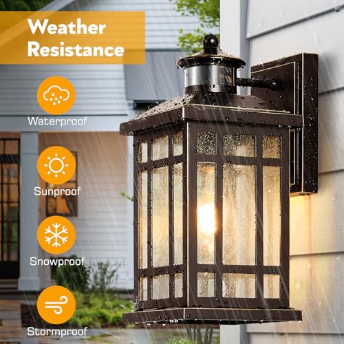 Adjustable Sensitivity Motion Sensor Outdoor Lights (ORB(Gold Trim) / Motion Sensor-2 Pack)