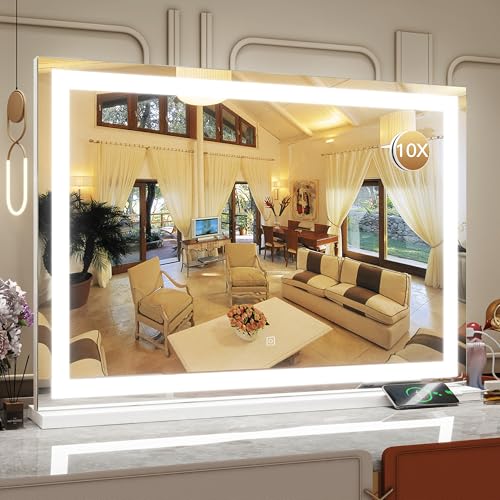 Vanity Mirror with Lights (White / 32"L x 22"W)