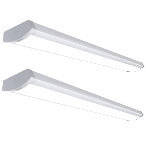 60W/50W/40W LED Wraparound Light Fixture, Linkable 4ft Led Wrap Light AC120V, 5000K Wrap Around Light, 4400LM/5500LM/6600LM LED Office Lights for Garage Closet Laundry Room, ETL Listed,2P (2 PACK-5000K)