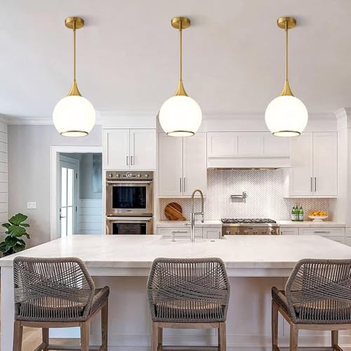 Pendant Lights Kitchen Island (Gold & Milky White / 1 Pack-10inch)