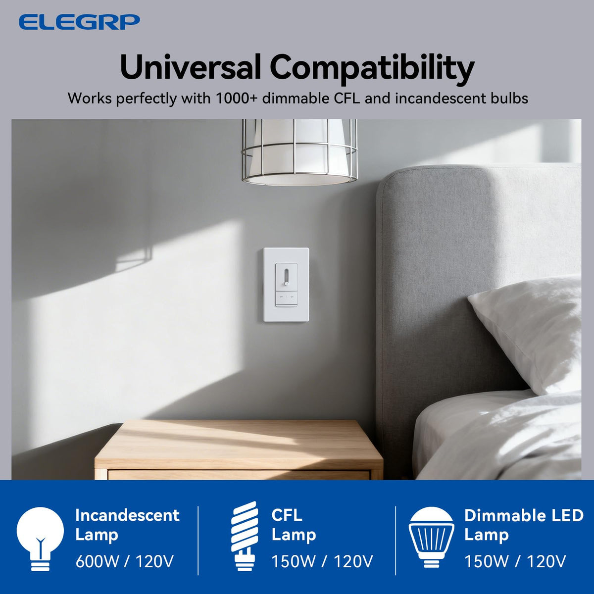 Slide Dimmer Light Switch (Single-Pole / 3-Way / White)