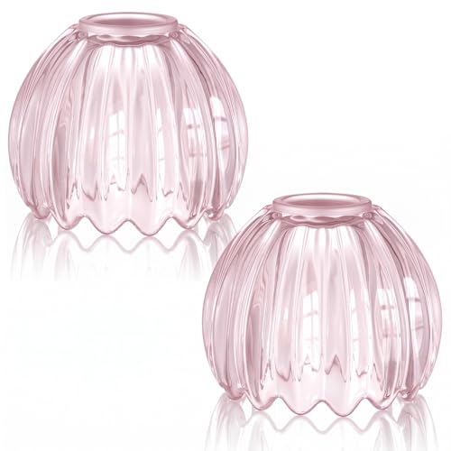 2 Pcs Glass Tulip Lamp Shade (Pink)