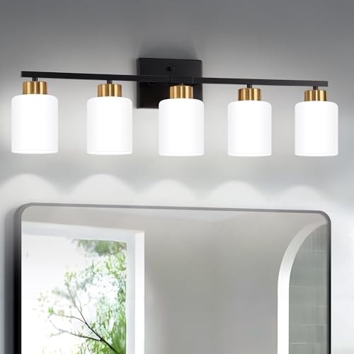 Light Fixtures Vanity Lights Over Mirror Modern Lighting fixtures for Bathroom with Milky White Frosted Glass Shades