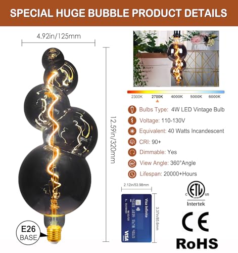 4W Filament 2700K Warm Lights (Special Electroplated Huge Bubble(dimmable))