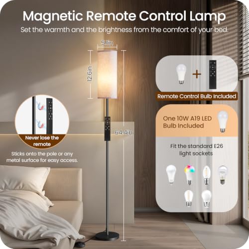 Dimmable Floor Lamp for Living Room with Remote and Foot Switch