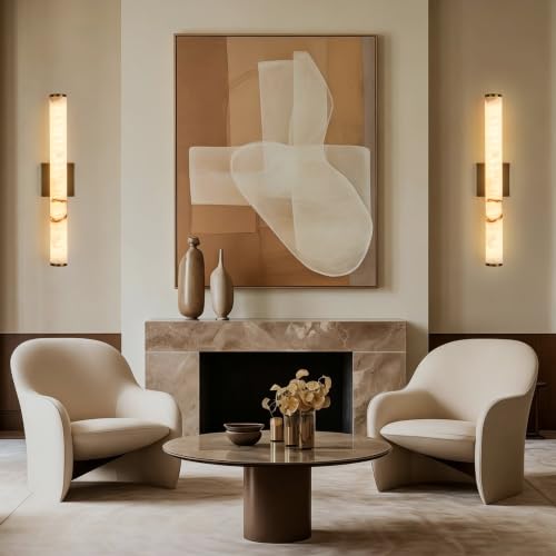 Alabaster Wall Sconce Modern LED Marble Wall Light 23.6" (Gold-Warm light / 23.6in-1pack)