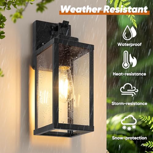 2 Pack 14” Upgraded Motion Sensor Outdoor Wall Lights (Black / 14in)