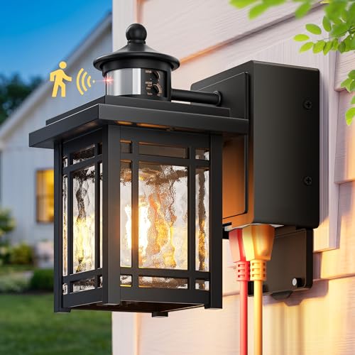 Porch Light with outlet (Black / 1-pack)