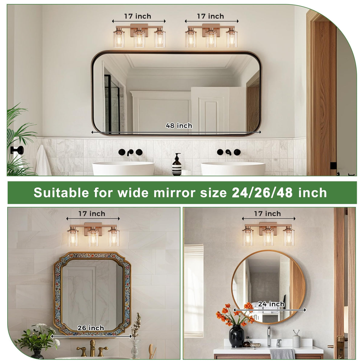 17 Inch 3 Light Antique Patina Bathroom Vanity Light (Antique Patina / 3-Light (17inch))