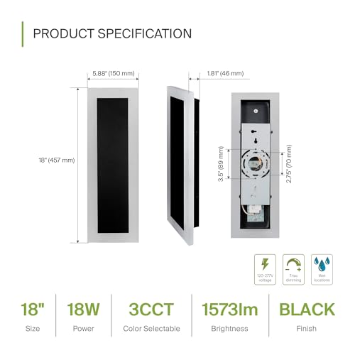 18" LED Linear Wall Sconce 2 Pack (Black)