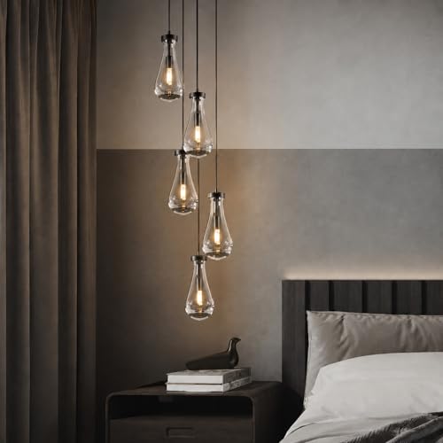 Raindrop Pendant Light Fixtures of 5 Lights (Black / 5 Head)