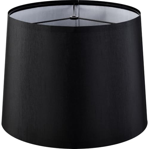 Black Lamp Shade Set of 1 (11"×13"×10"-1 Pc / Black Natural Faux Silk)