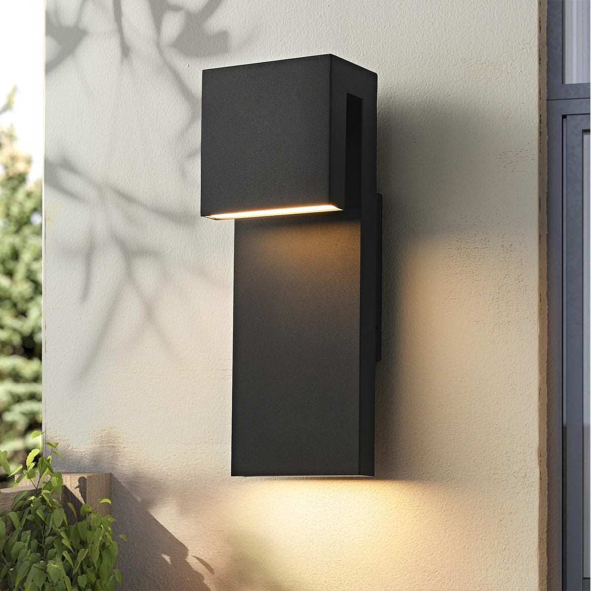Modern LED Outdoor Wall Sconce 3000K 18W IP65 Waterproof Integrated LED Outdoor Wall Lights Anti Rust Black Porch Lights Exterior Lighting Outside Lights Fixture for Garage (15inch（1PACK）)