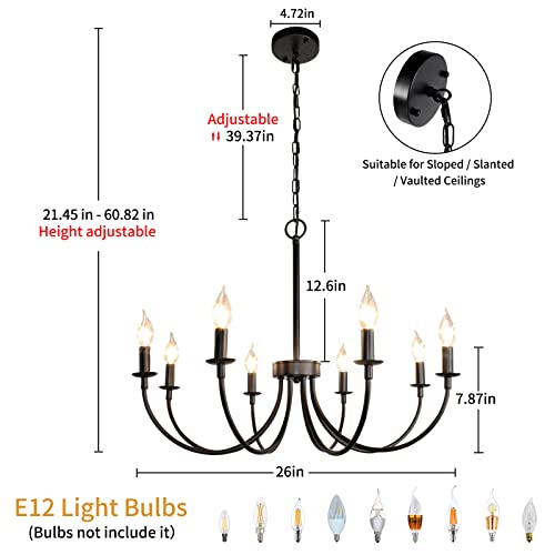8 Light Black Farmhouse Chandelier (Black / 8 Light)