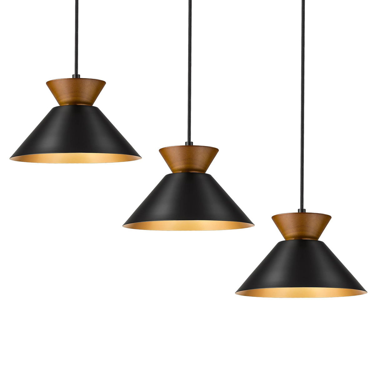 3 Pack Modern Pendant Lights Kitchen Island (Black - 3 Pack)