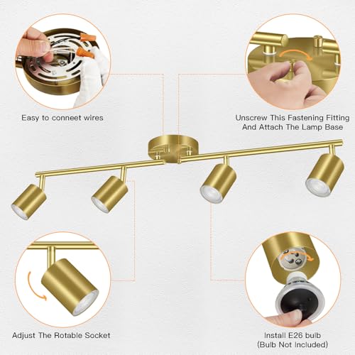 Track Lighting Ceiling Fixture Gold (Gold / 29.9" 4 Light Track Light)