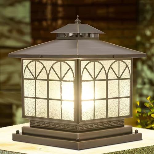 All Copper Steel Glass Outdoor Post Lights (Arch glass / 12X12IN)