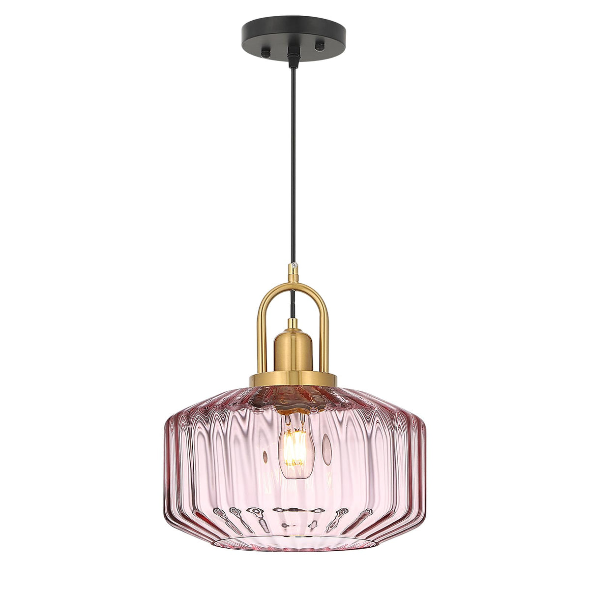 11.8in Mid Century Modern Pendant Light (Pink & Gold Hardwire / 11.8in)