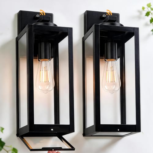 16" Enclosed Dusk to Dawn Outdoor Light Fixture (2 Packs-16IN / Black (Dusk to Dawn))