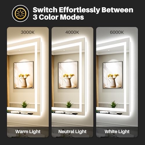 48x30 Inch LED Bathroom Mirror with Lights (Backlit+front Lit / 48"L x 30"W)