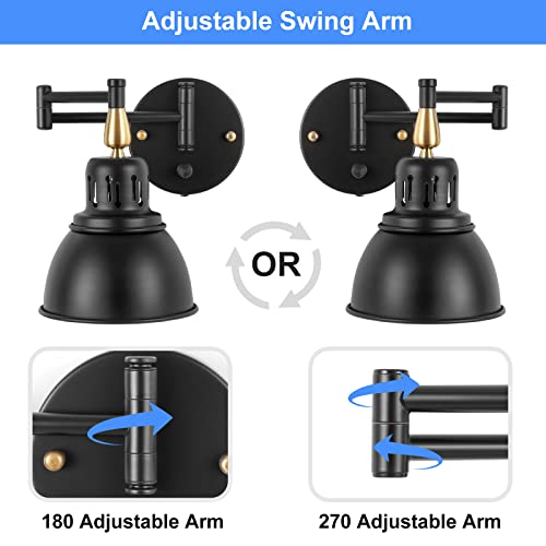 Plug in Wall Sconces (2 Pack - Dimmer Knob)