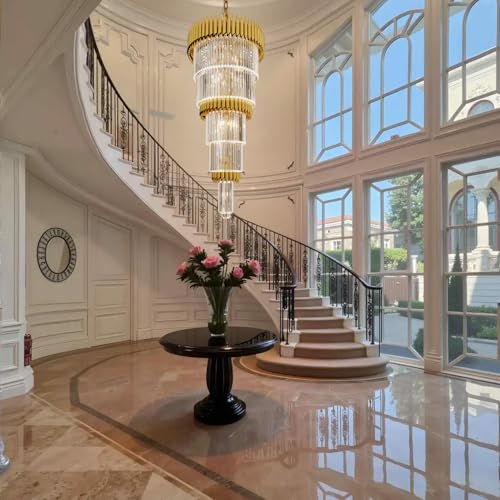 Modern Gold Crystal Staircase Chandelier 5 (D24"XH48" Gold)
