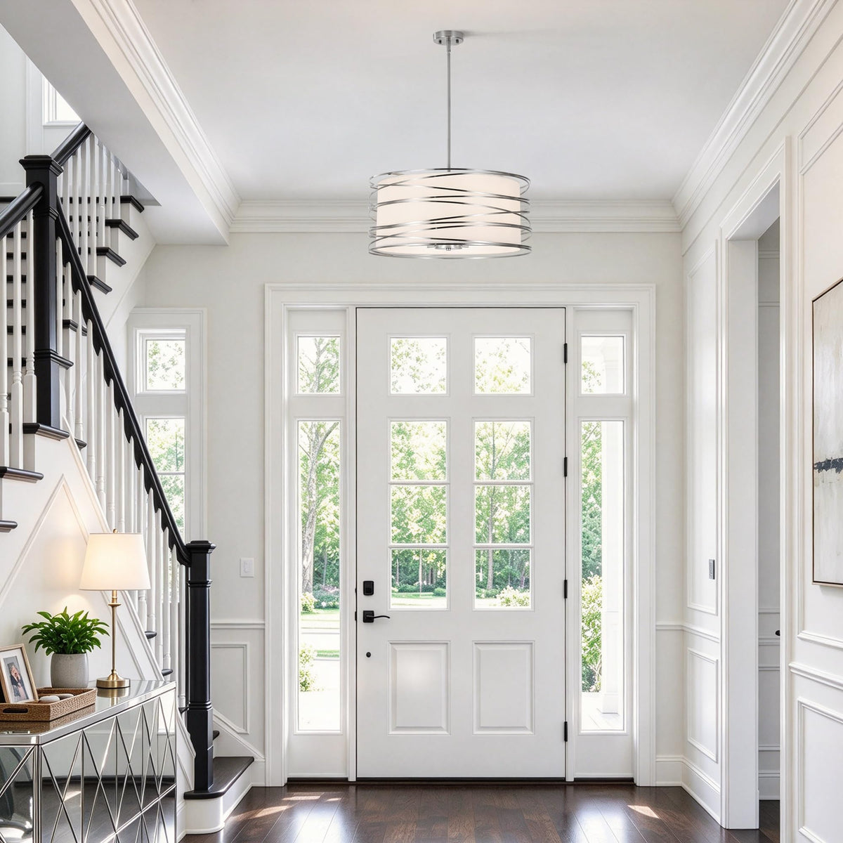 23.6" Brushed Nickel Drum Chandelier 6 (Brushed Nickel / 23.6"/6-Light)