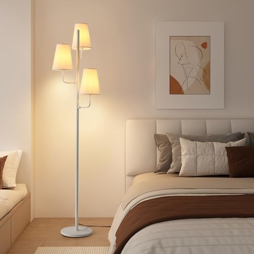 Traditional Floor Lamp for Living Room (White-Fabric)