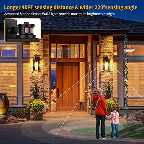 2 Pack Motion Sensor Outdoor Lights (Black / 13.25 inch)
