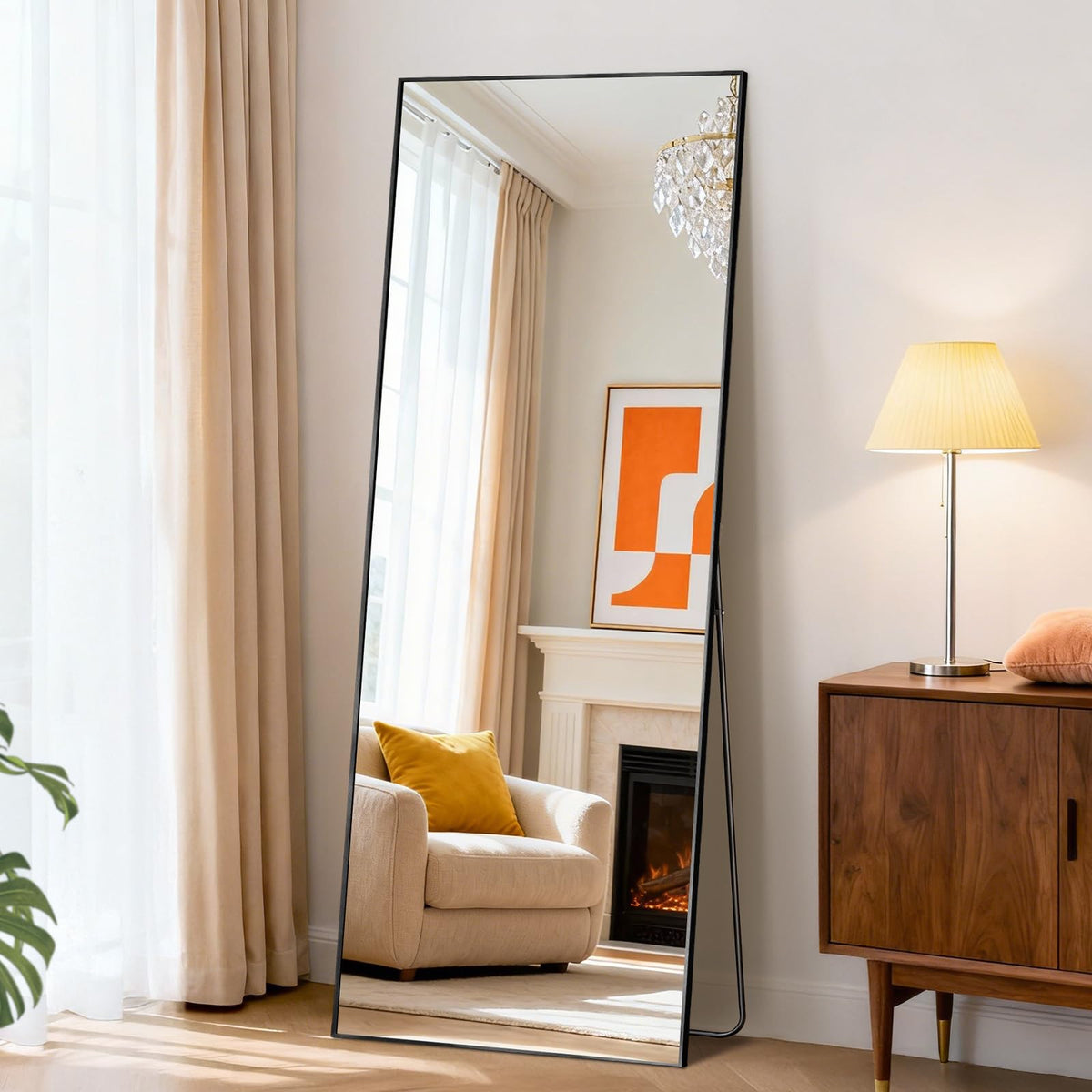 15"x56" Full Length Floor Mirror (Black-rect / 56"L x 15"W)