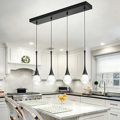 4 Light Modern Crystal Black Chandelier (Black / Rectangle Pendant 4-Light)