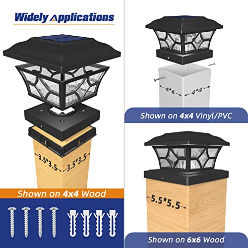 4x4 Solar Post Cap Lights 4 Pack (Black / 4 Pack)