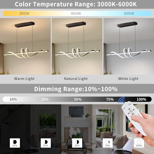 Modern LED Pendant Lights (A-Black / 39inch)