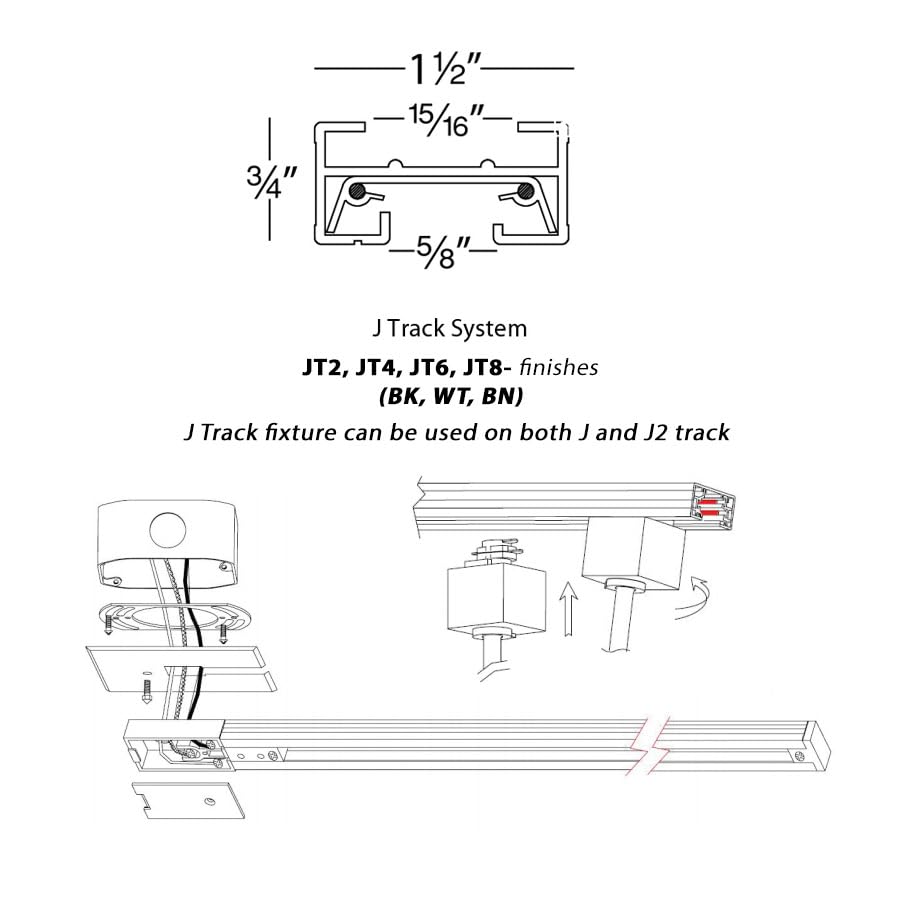 JT8 BN 120VJ Track Single Circuit (Brushed Nickel / 8 Feet / J-Series)
