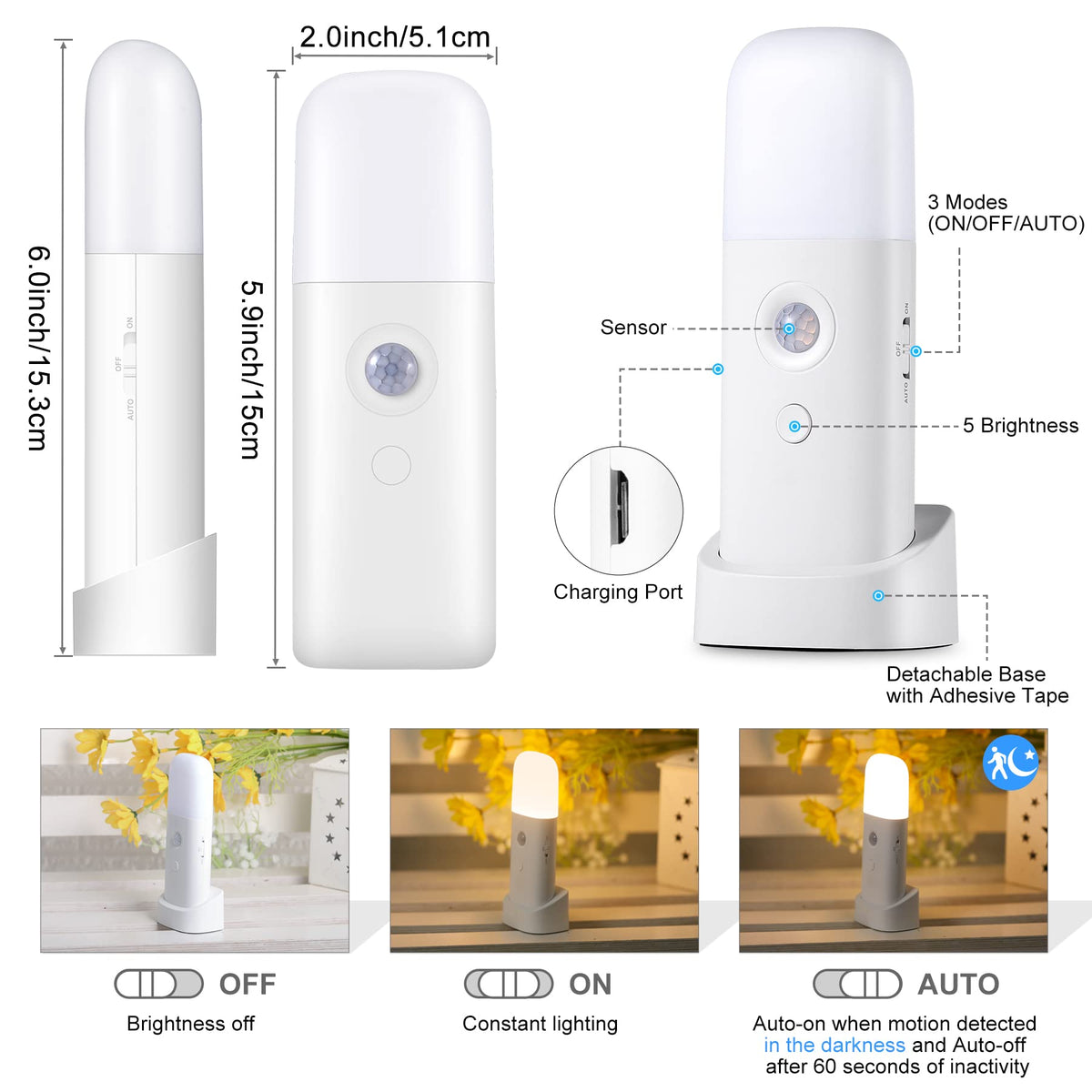 Motion Sensor Night Light (Cool White / Two Pack)