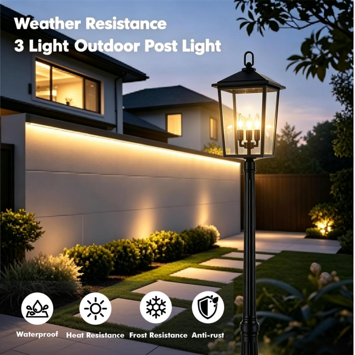 Outdoor Post Light 92" (Black (3-Light))