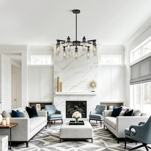 9 Light Black Modern Farmhouse Chandelier (Black / 9-Lights/29.5")