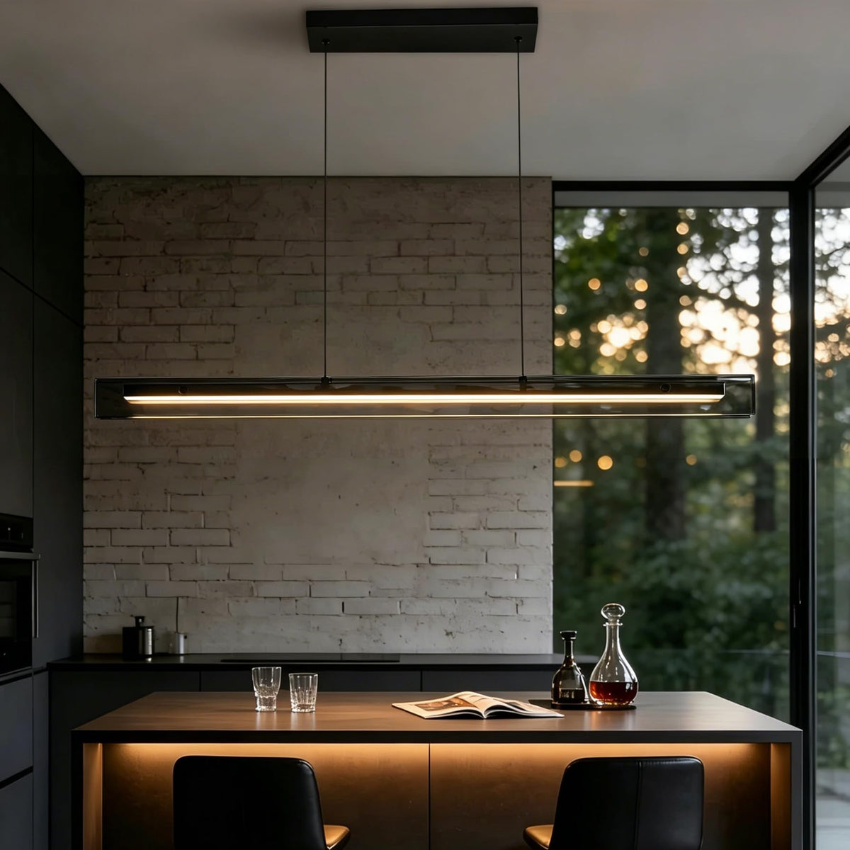 51" glass Linear Pendant Light LED linear kitchen island lighting Modern (51.1")