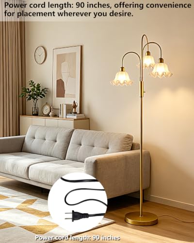 70IN Flower Floor Lamp for Living Room (3F-D_Gold)