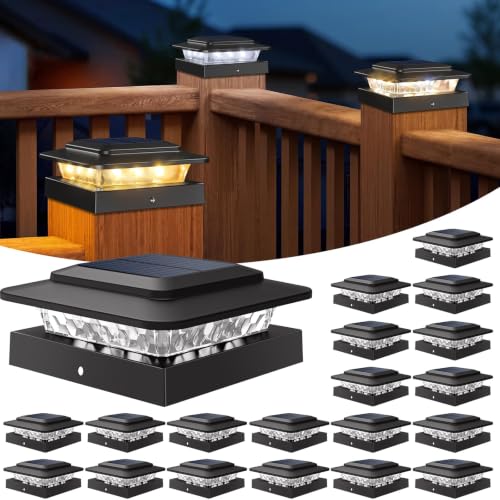 4x4 Solar Post Cap Lights Outdoor 20Pack (Black / 20 Pack)