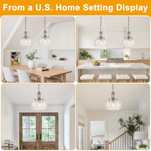 Plug in Pendant Lights Kitchen Island (1 Pack-Brushed Nickel-10"(Plug-and-Play))